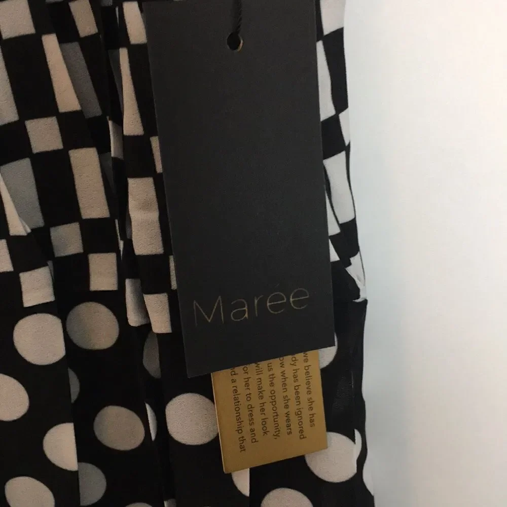 Maree Pour Toi Checkerboard and polka dot white and black Pleated Skirt Sz 26